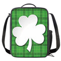 Green Shamrock Tartan Print Crossbody Lunch Bag