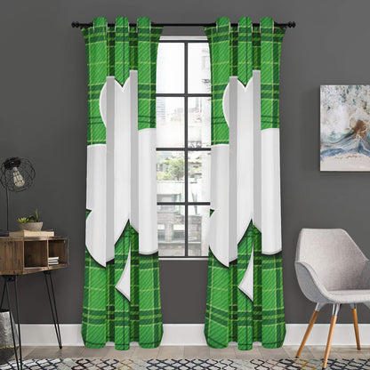 Green Shamrock Tartan Print Curtain