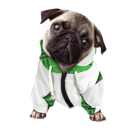 Green Shamrock Tartan Print Dog Zip Up Hoodie