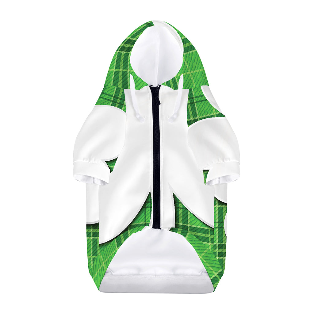 Green Shamrock Tartan Print Dog Zip Up Hoodie