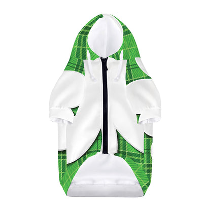 Green Shamrock Tartan Print Dog Zip Up Hoodie