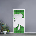 Green Shamrock Tartan Print Door Sticker