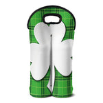 Green Shamrock Tartan Print Double Neoprene Wine Tote