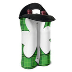 Green Shamrock Tartan Print Double Neoprene Wine Tote
