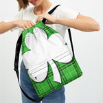 Green Shamrock Tartan Print Drawstring Backpack