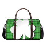 Green Shamrock Tartan Print Duffle Bag