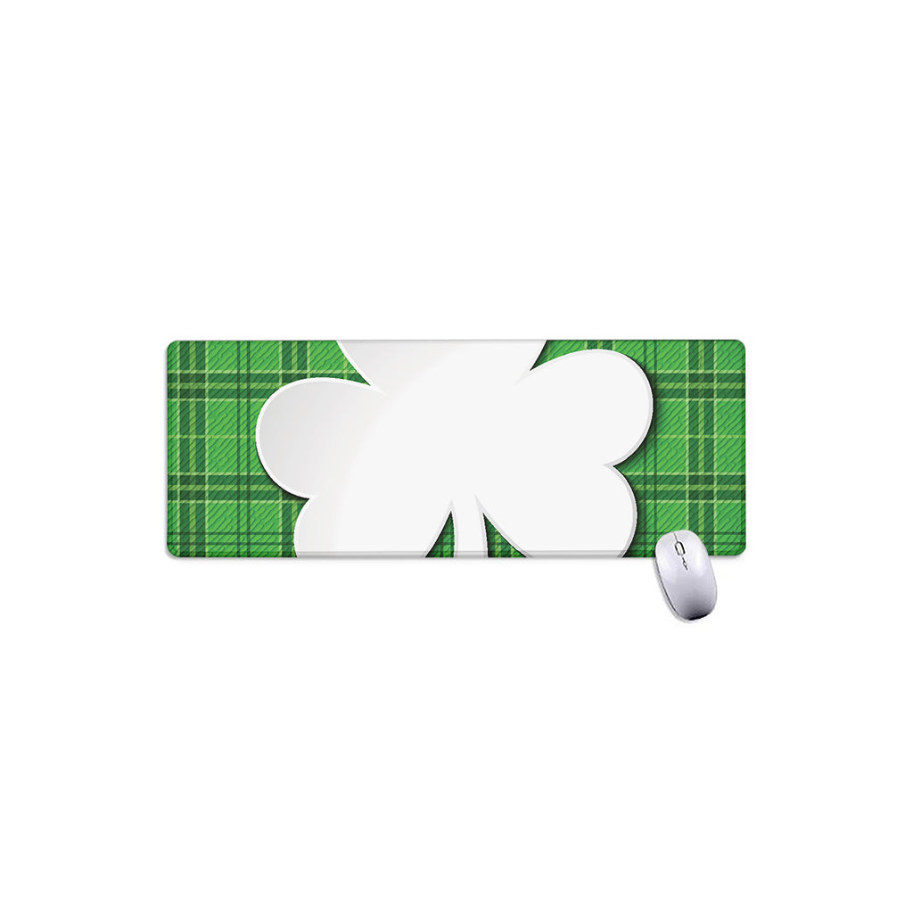 Green Shamrock Tartan Print Extended Mouse Pad