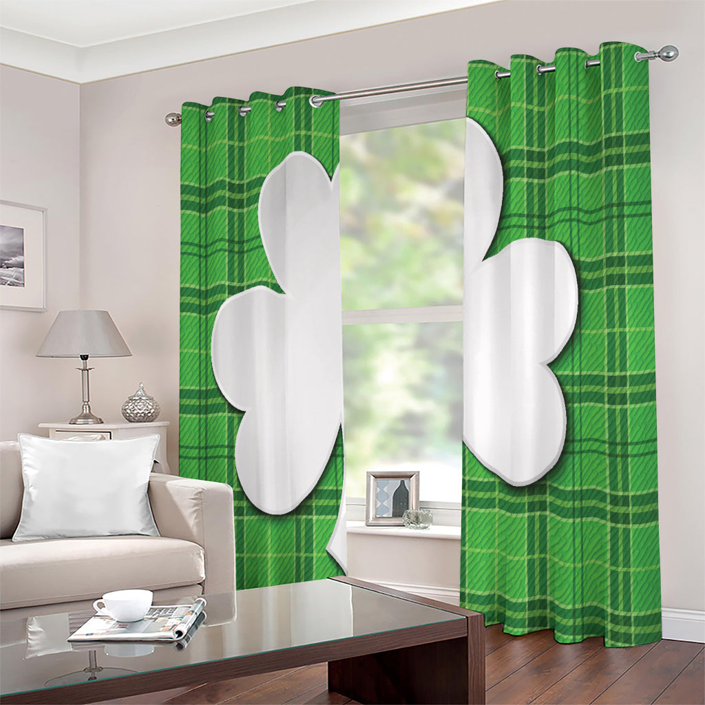 Green Shamrock Tartan Print Extra Wide Grommet Curtains