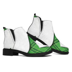 Green Shamrock Tartan Print Flat Ankle Boots