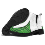 Green Shamrock Tartan Print Flat Ankle Boots