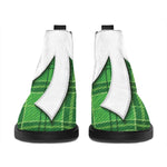 Green Shamrock Tartan Print Flat Ankle Boots