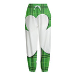 Green Shamrock Tartan Print Fleece Lined Knit Pants