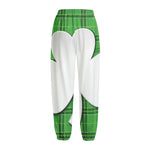 Green Shamrock Tartan Print Fleece Lined Knit Pants