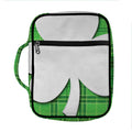 Green Shamrock Tartan Print Front Pocket Bible Bag