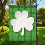 Green Shamrock Tartan Print Garden Flag