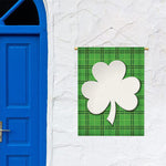 Green Shamrock Tartan Print Garden Flag
