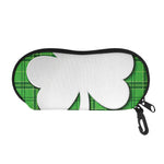 Green Shamrock Tartan Print Glasses Case