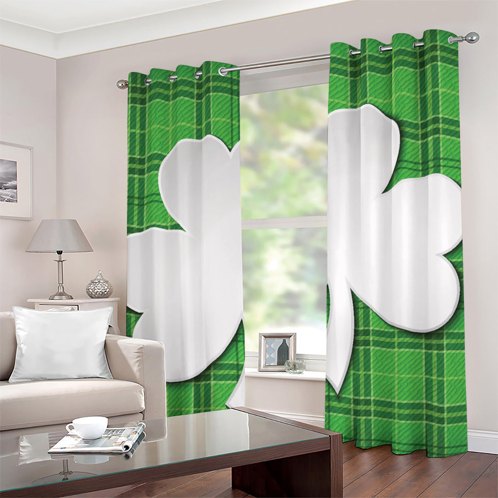 Green Shamrock Tartan Print Grommet Curtains