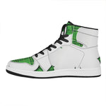 Green Shamrock Tartan Print High Top Leather Sneakers