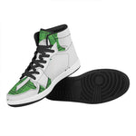 Green Shamrock Tartan Print High Top Leather Sneakers