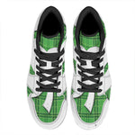 Green Shamrock Tartan Print High Top Leather Sneakers