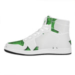 Green Shamrock Tartan Print High Top Leather Sneakers
