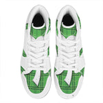 Green Shamrock Tartan Print High Top Leather Sneakers