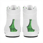 Green Shamrock Tartan Print High Top Leather Sneakers