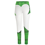 Green Shamrock Tartan Print High-Waisted Pocket Leggings