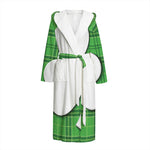 Green Shamrock Tartan Print Hooded Bathrobe