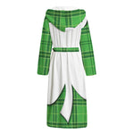 Green Shamrock Tartan Print Hooded Bathrobe