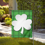 Green Shamrock Tartan Print House Flag