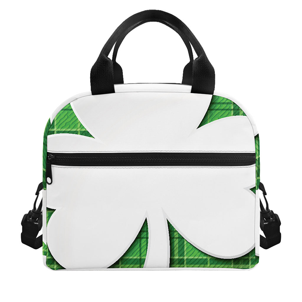 Green Shamrock Tartan Print Insulated Lunch Bag