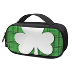 Green Shamrock Tartan Print Insulin Cooler Travel Case