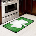 Green Shamrock Tartan Print Kitchen Mat