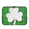 Green Shamrock Tartan Print Laptop Sleeve