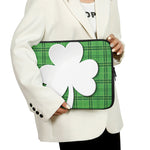 Green Shamrock Tartan Print Laptop Sleeve