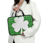 Green Shamrock Tartan Print Laptop Sleeve With Handle