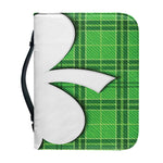 Green Shamrock Tartan Print Leather Bible Cover