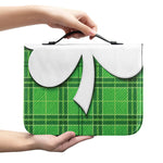Green Shamrock Tartan Print Leather Bible Cover