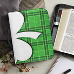 Green Shamrock Tartan Print Leather Bible Cover