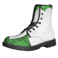 Green Shamrock Tartan Print Lace-Up Boots