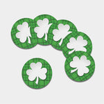 Green Shamrock Tartan Print Leather Coaster Set