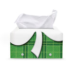 Green Shamrock Tartan Print Leather Tissue Box Cover