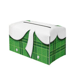 Green Shamrock Tartan Print Leather Tissue Box Cover