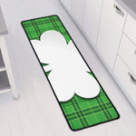 Green Shamrock Tartan Print Long Kitchen Mat