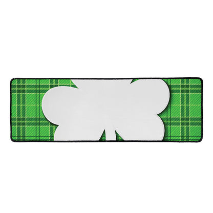 Green Shamrock Tartan Print Long Kitchen Mat