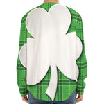 Green Shamrock Tartan Print Long Sleeve Baseball Jersey