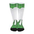 Green Shamrock Tartan Print Long Socks