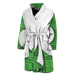 Green Shamrock Tartan Print Men's Bathrobe